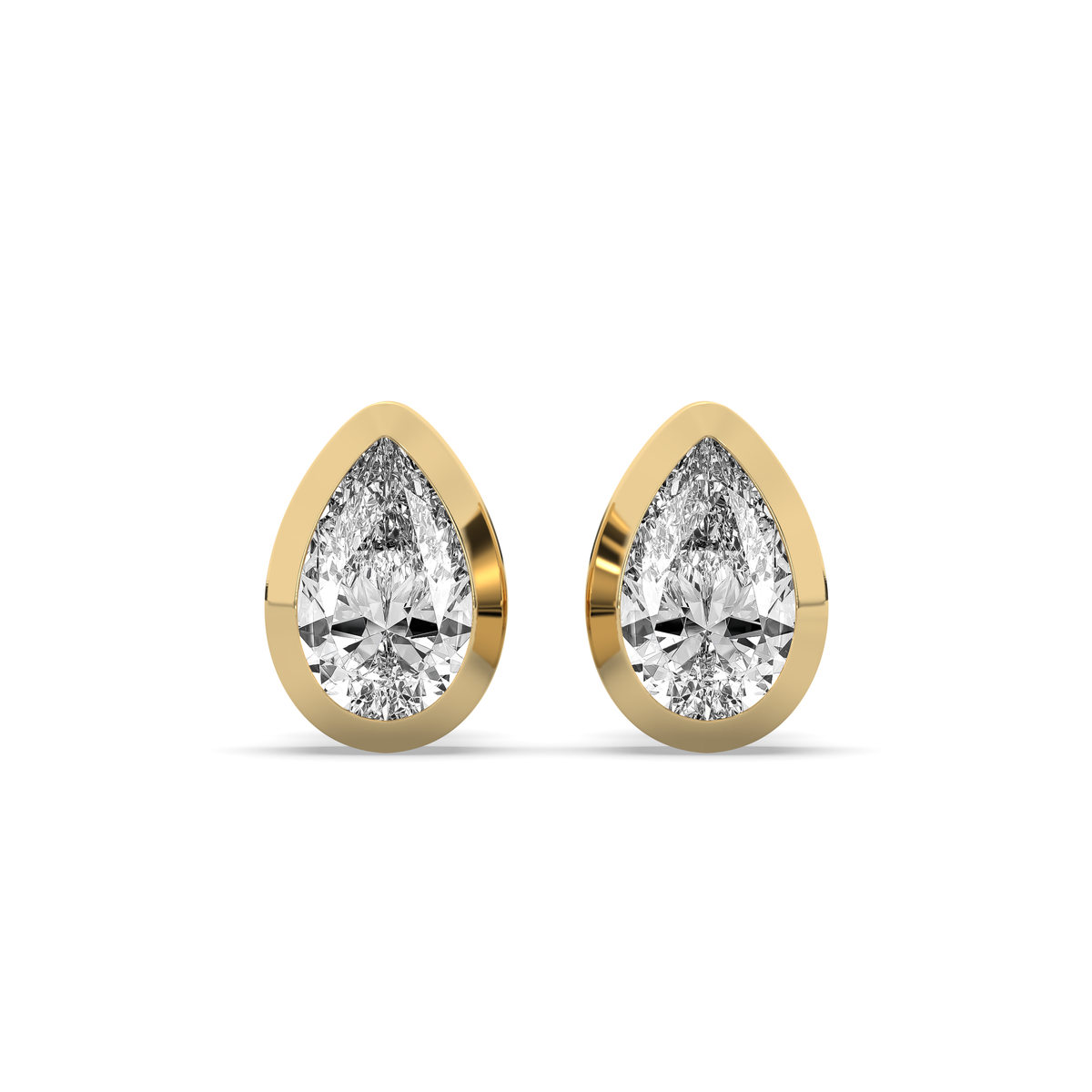 Pear Diamond Bezel Stud Earrings (2 Ct)