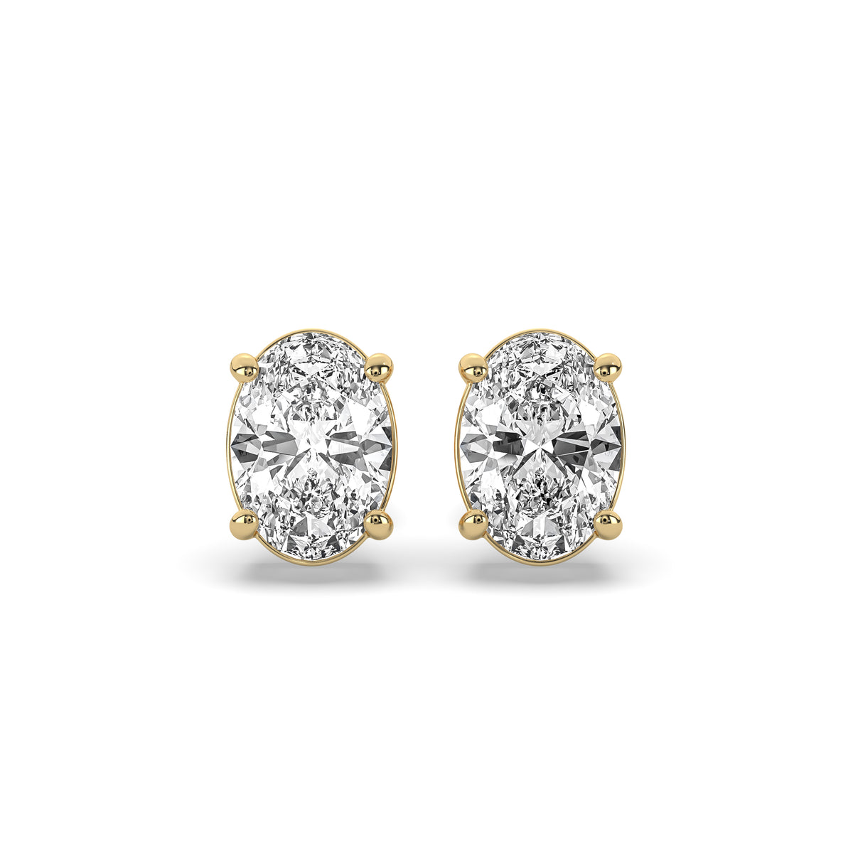 Oval Diamond Solitaire Studs (1.0 Carats Each)