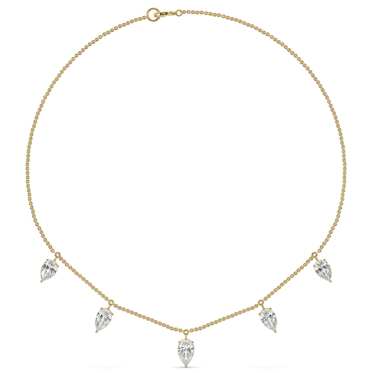 Pear Diamond Station Necklace