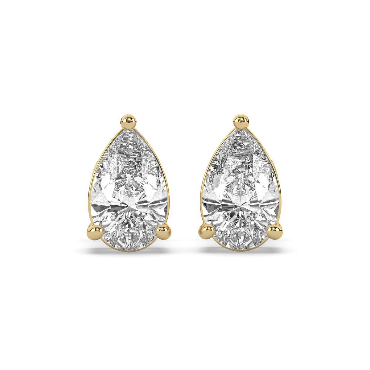 Pear Diamond Solitaire Studs (1.0 Carat Each)
