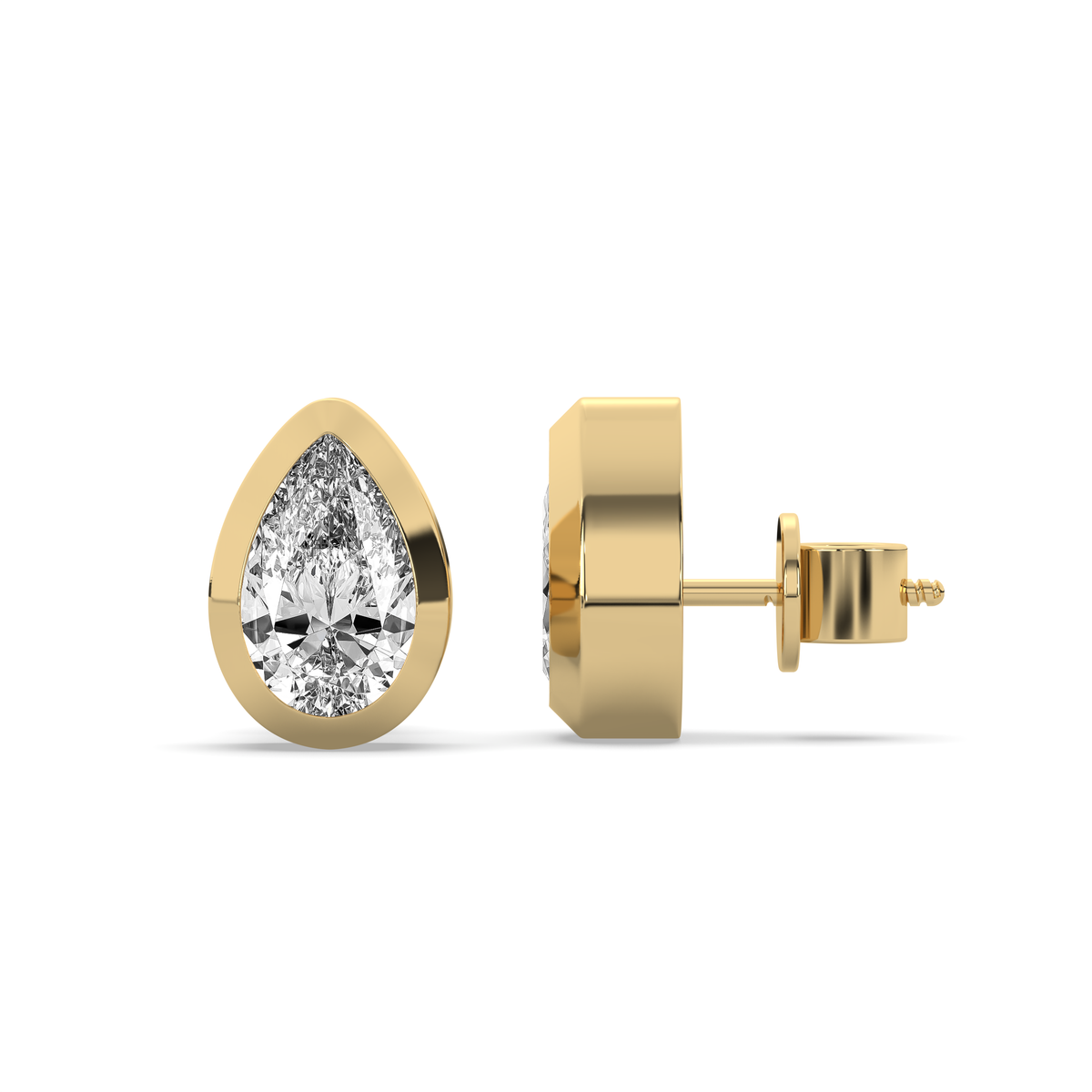 Pear Diamond Bezel Stud Earrings (2 Ct)