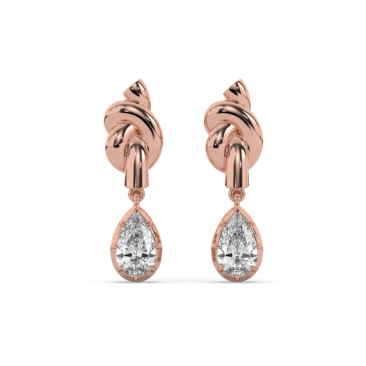 Knot Pear Diamond Drop Earrings