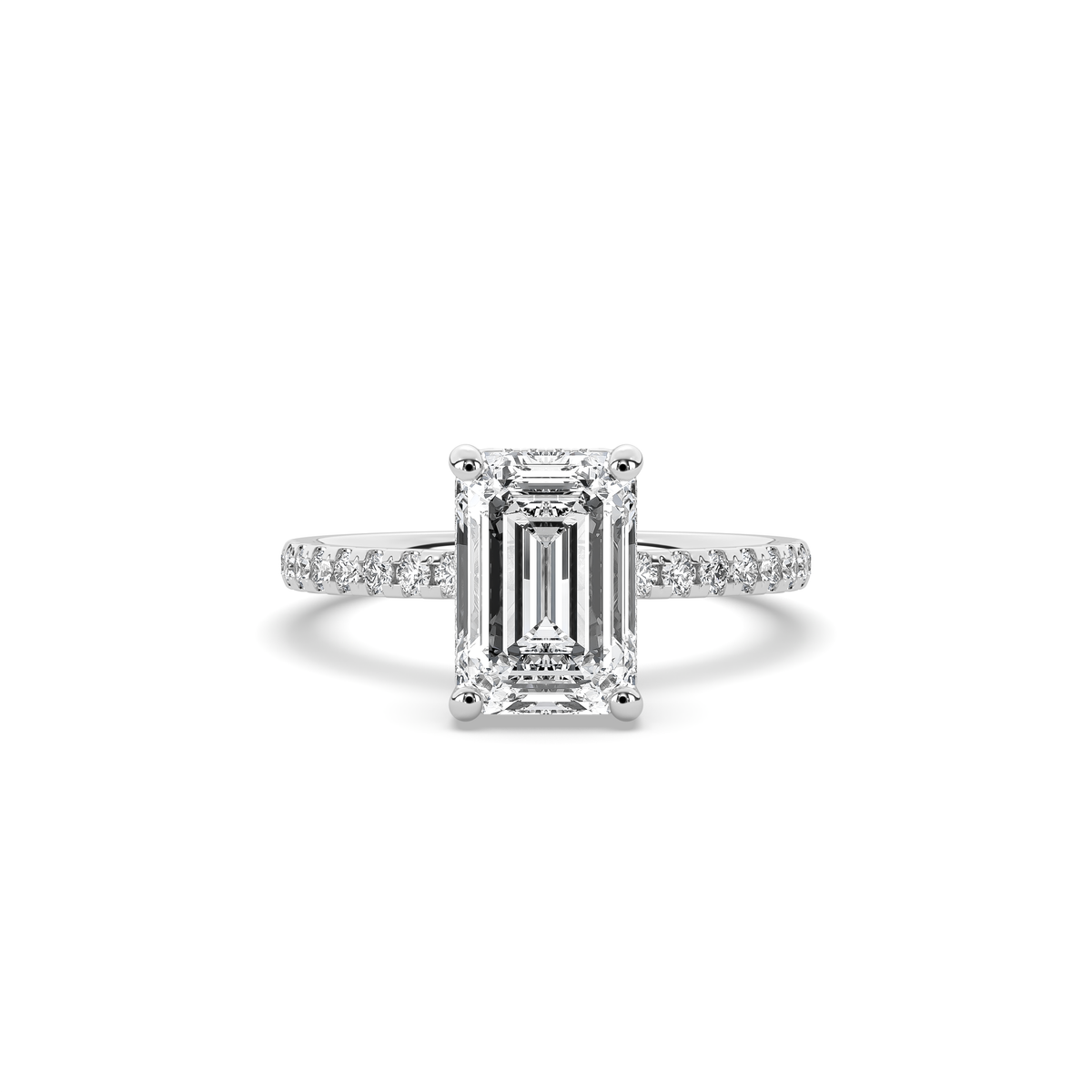 Alva Emerald Cut Diamond Hidden Halo Solitaire Ring