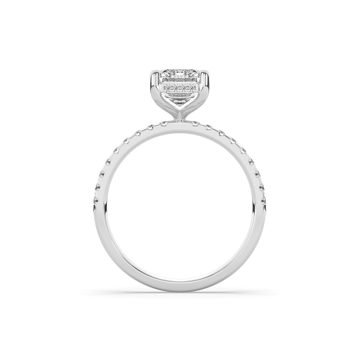 Alva Emerald Cut Diamond Hidden Halo Solitaire Ring