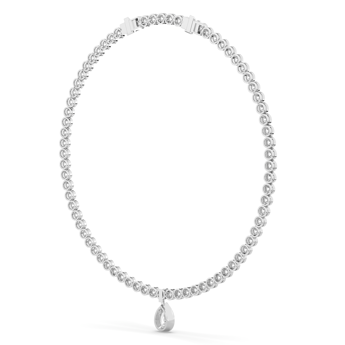 Bezel Pear Drop Tennis Necklace