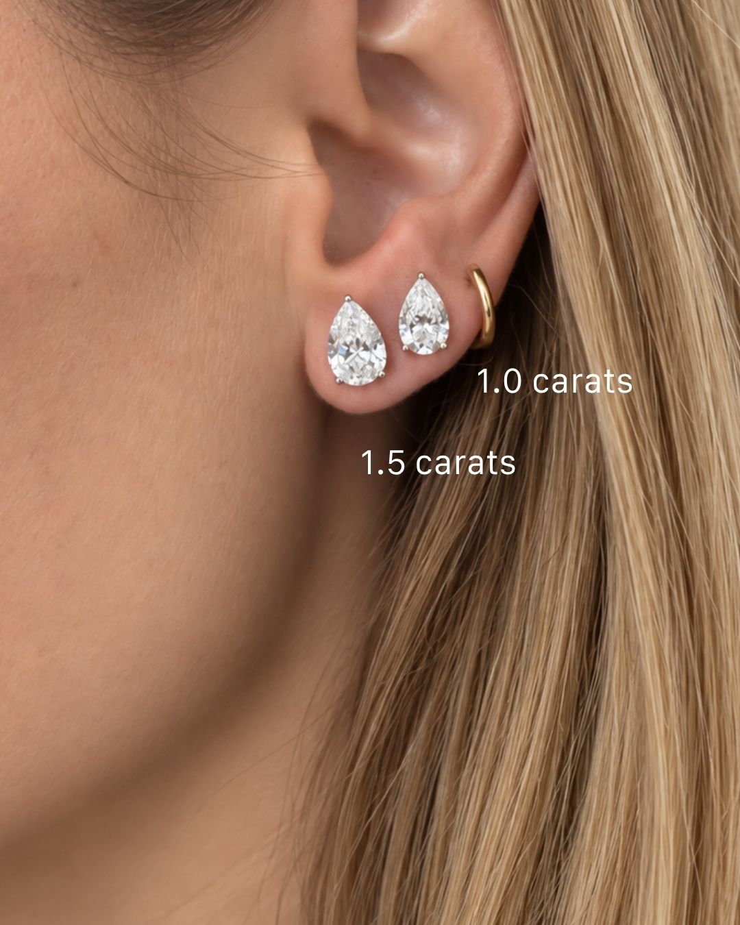 Pear Diamond Solitaire Studs (1.0 Carat Each)