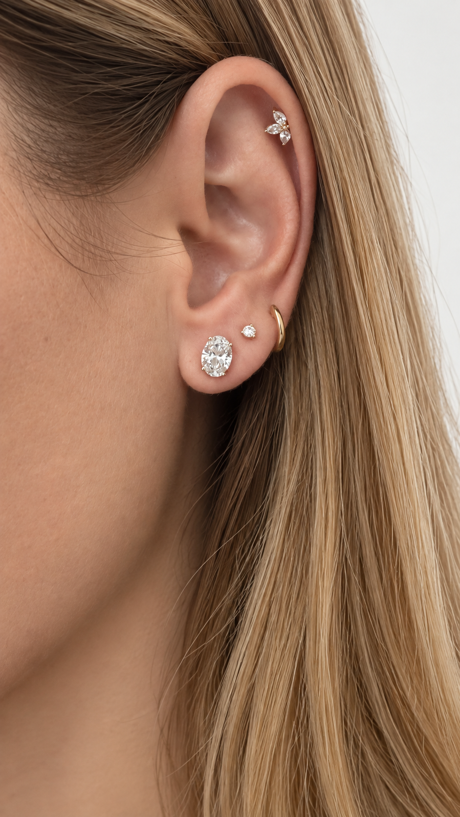 Oval Diamond Solitaire Studs (1.0 Carats Each)