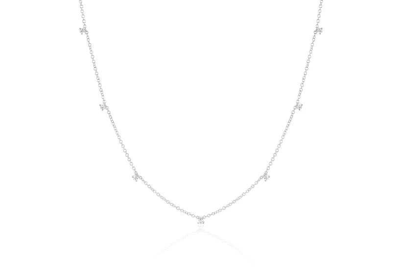EF-Collection 7 Prong Set Diamond Necklace in white gold on white background
