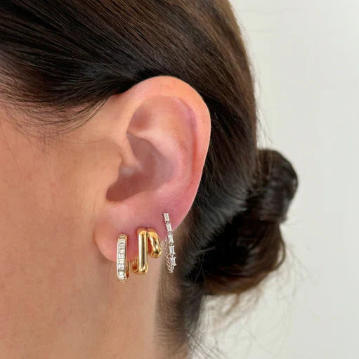 EF-Collection Double Gold Jumbo Huggie Earring