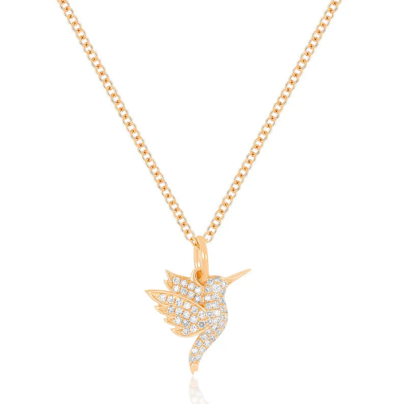 EF-Collection Pavé Diamond Mini Hummingbird Necklace