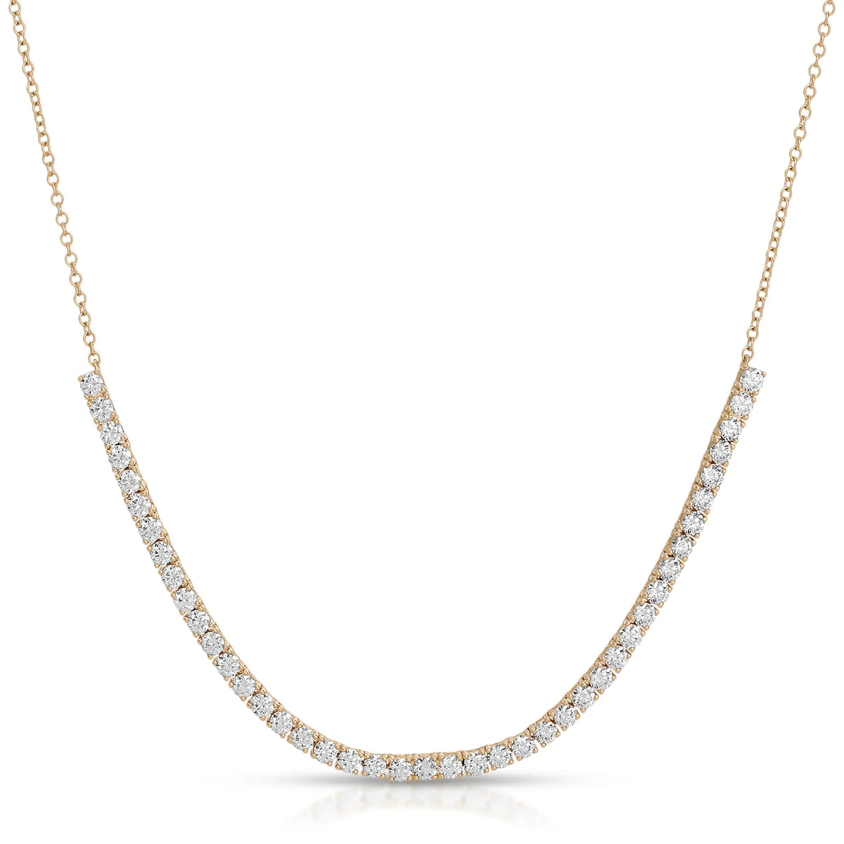 product image of EF-Collection Diamond Row Necklace in rose gold and diamonds on a white background.