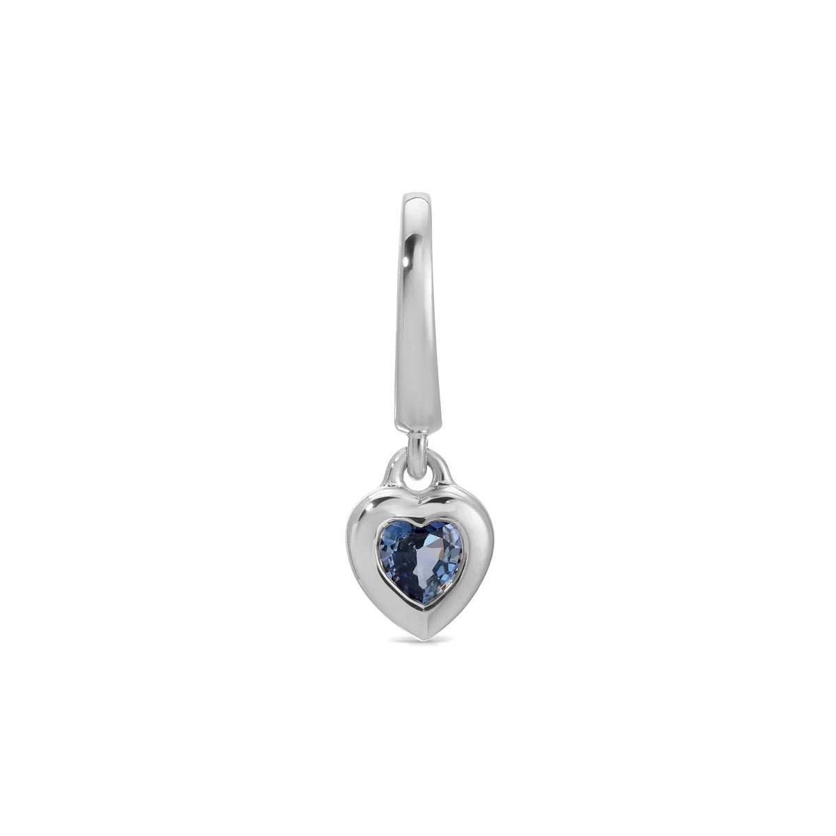 product image of EF-Collection Mini Blue Sapphire Heart Clip Charm in white gold on a white background.
