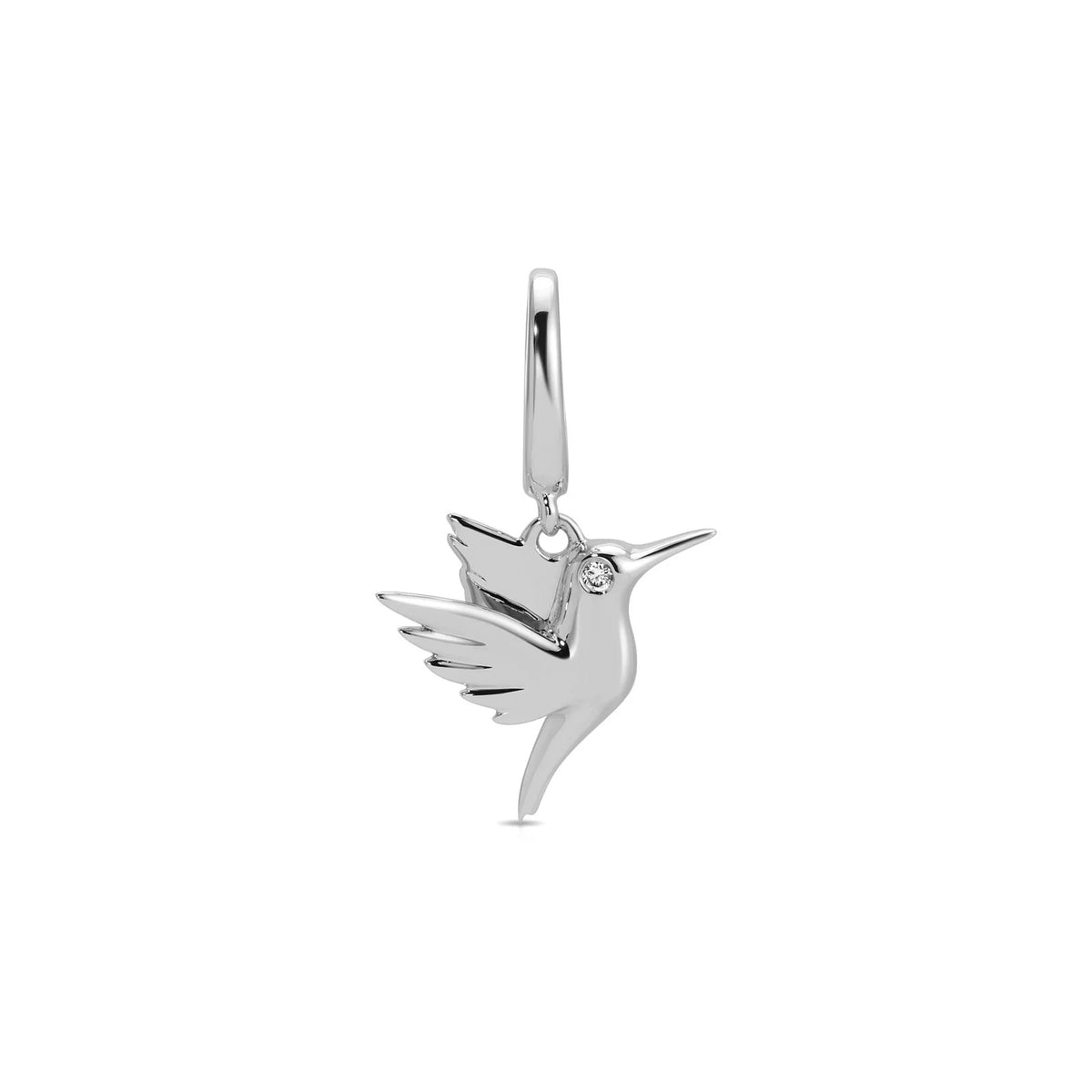 product image of EF-Collection Gold Hummingbird Clip Charm in white gold on a white background.