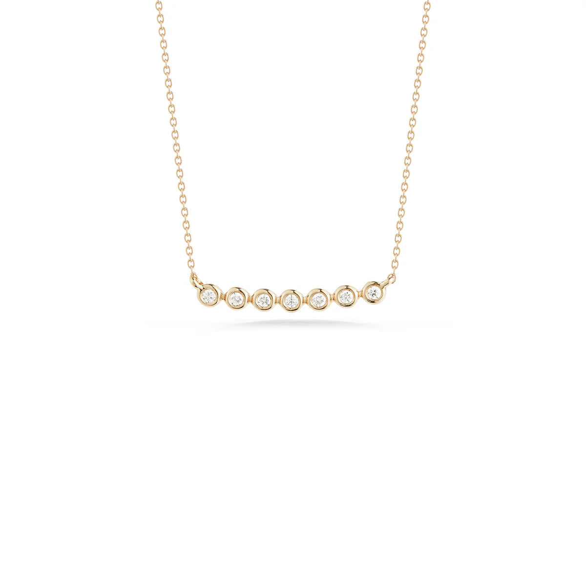 Dana Rebecca Designs Lulu Jack Bezel Bar Diamond Necklace in Yellow Gold on a white background.
