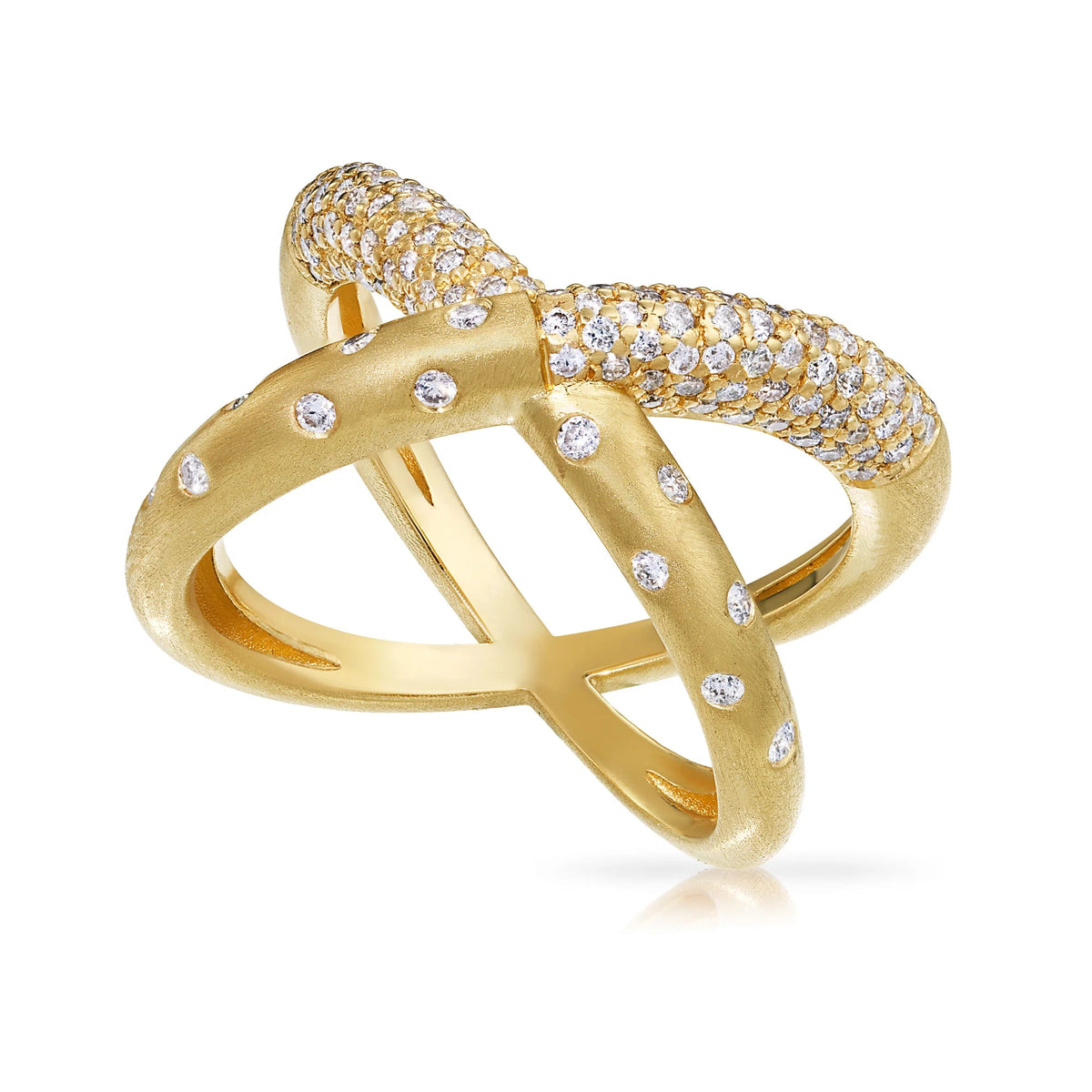 Product Shot of Onirikka Eletra Ring in yellow gold on a white background.