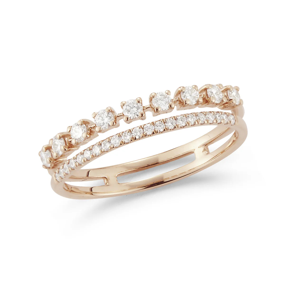 Dana Rebecca Designs Ava Bea Double Row Ring in rose gold on white background