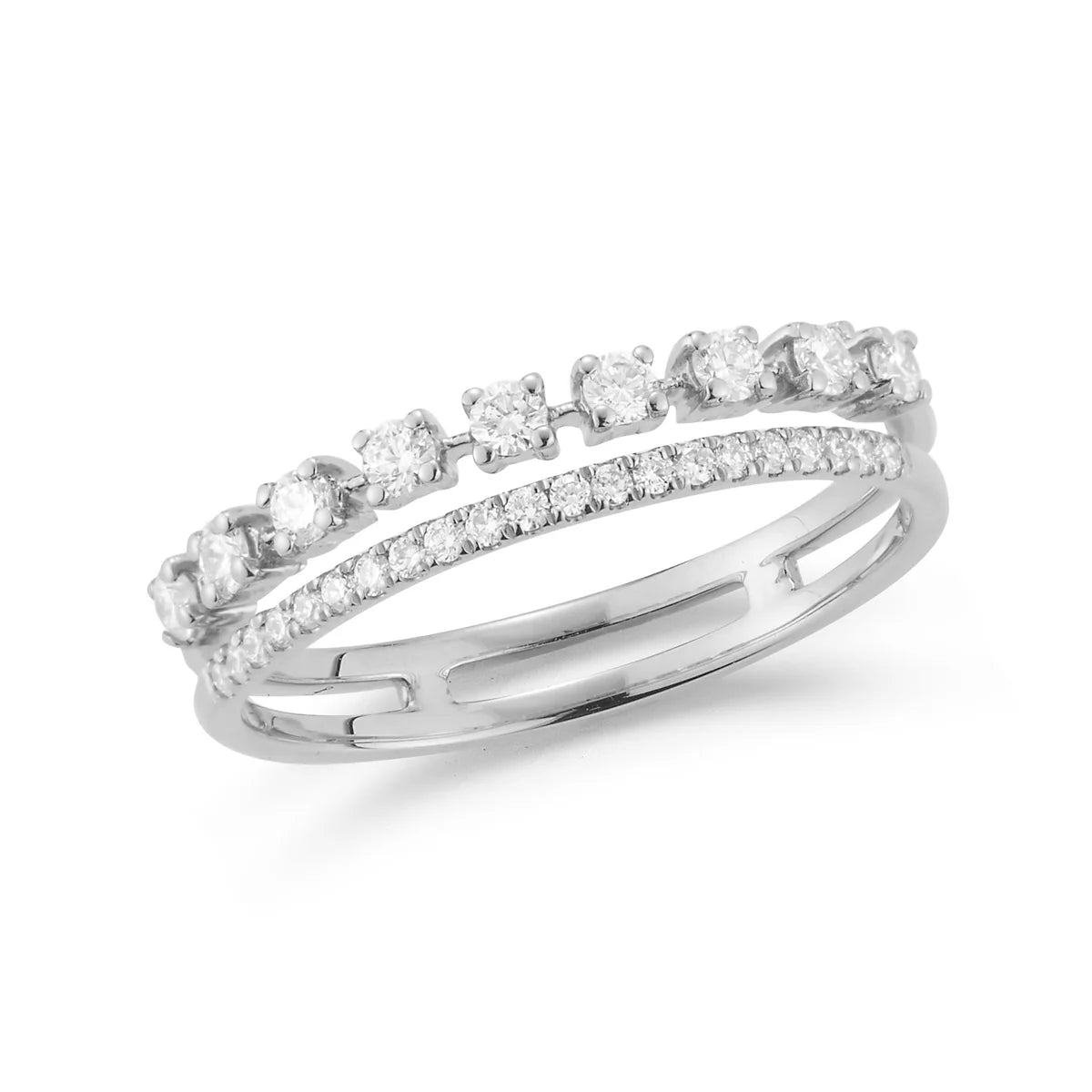 Dana Rebecca Designs Ava Bea Double Row Ring in white gold on white background