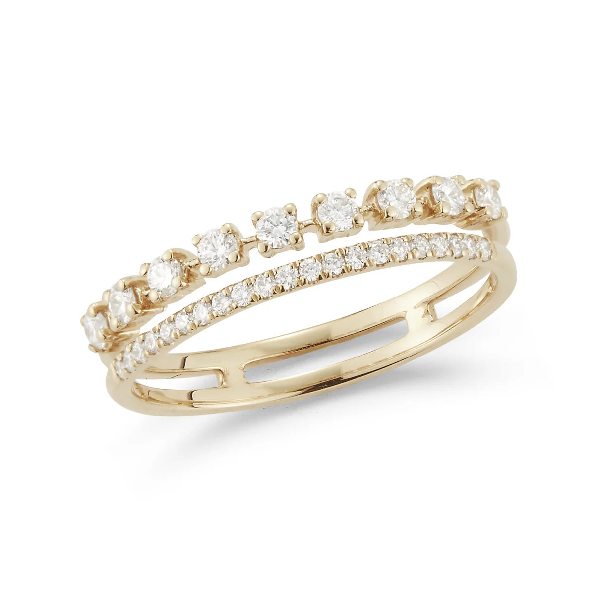 Dana Rebecca Designs Ava Bea Double Row Ring in yellow gold on white background