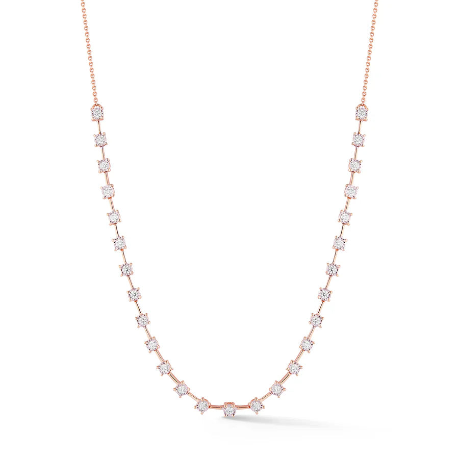 Dana Rebecca Designs Ava Bea Interval Tennis Necklace in rose gold on white background