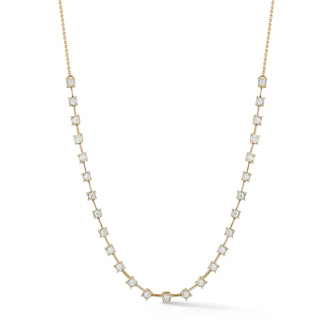 Dana Rebecca Designs Ava Bea Interval Tennis Necklace in yellow gold on white background