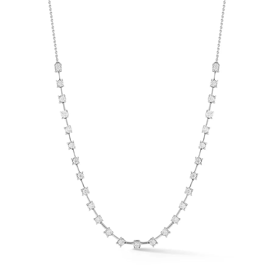 Dana Rebecca Designs Ava Bea Interval Tennis Necklace in white gold on white background
