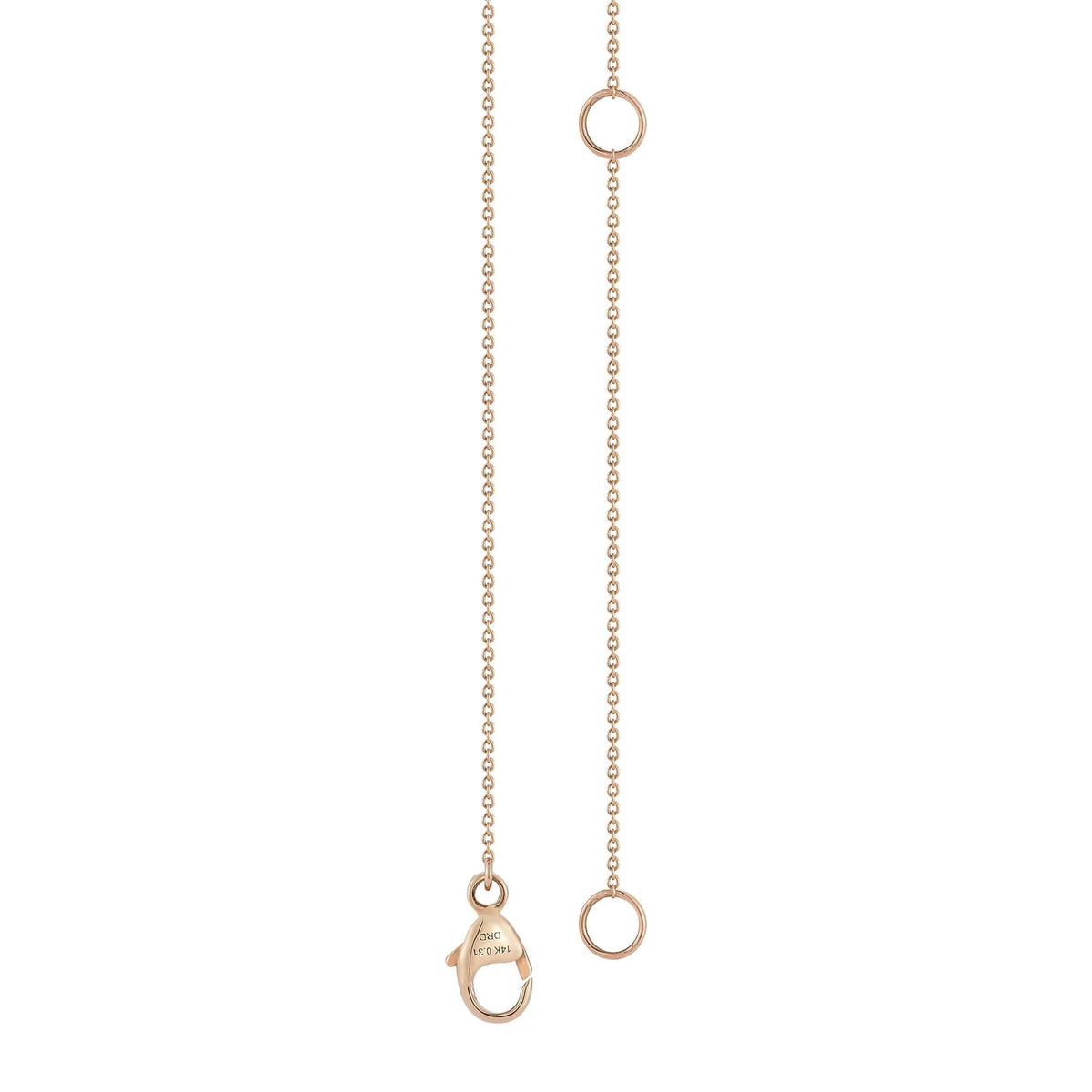 Clasp of Dana Rebecca Designs Ava Bea Interval Trio Tennis Necklace in rose gold on white background