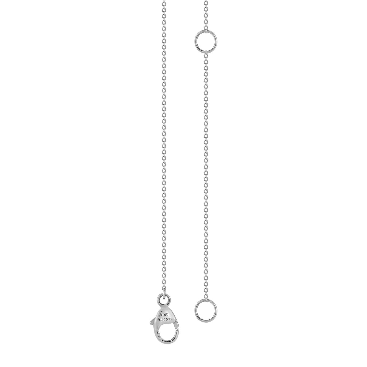 Clasp of Dana Rebecca Designs Ava Bea Interval Trio Tennis Necklace in white gold on white background