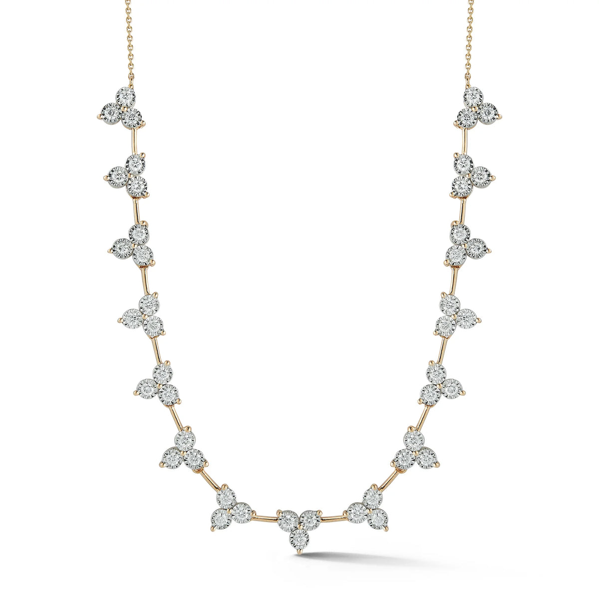 Dana Rebecca Designs Ava Bea Interval Trio Tennis Necklace in yellow gold on white background