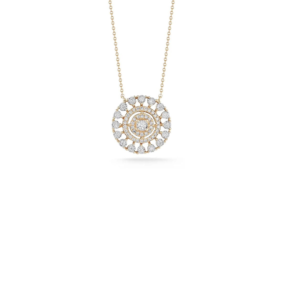 Dana Rebecca Designs Ava Bea Medallion Necklace in yellow gold on white background