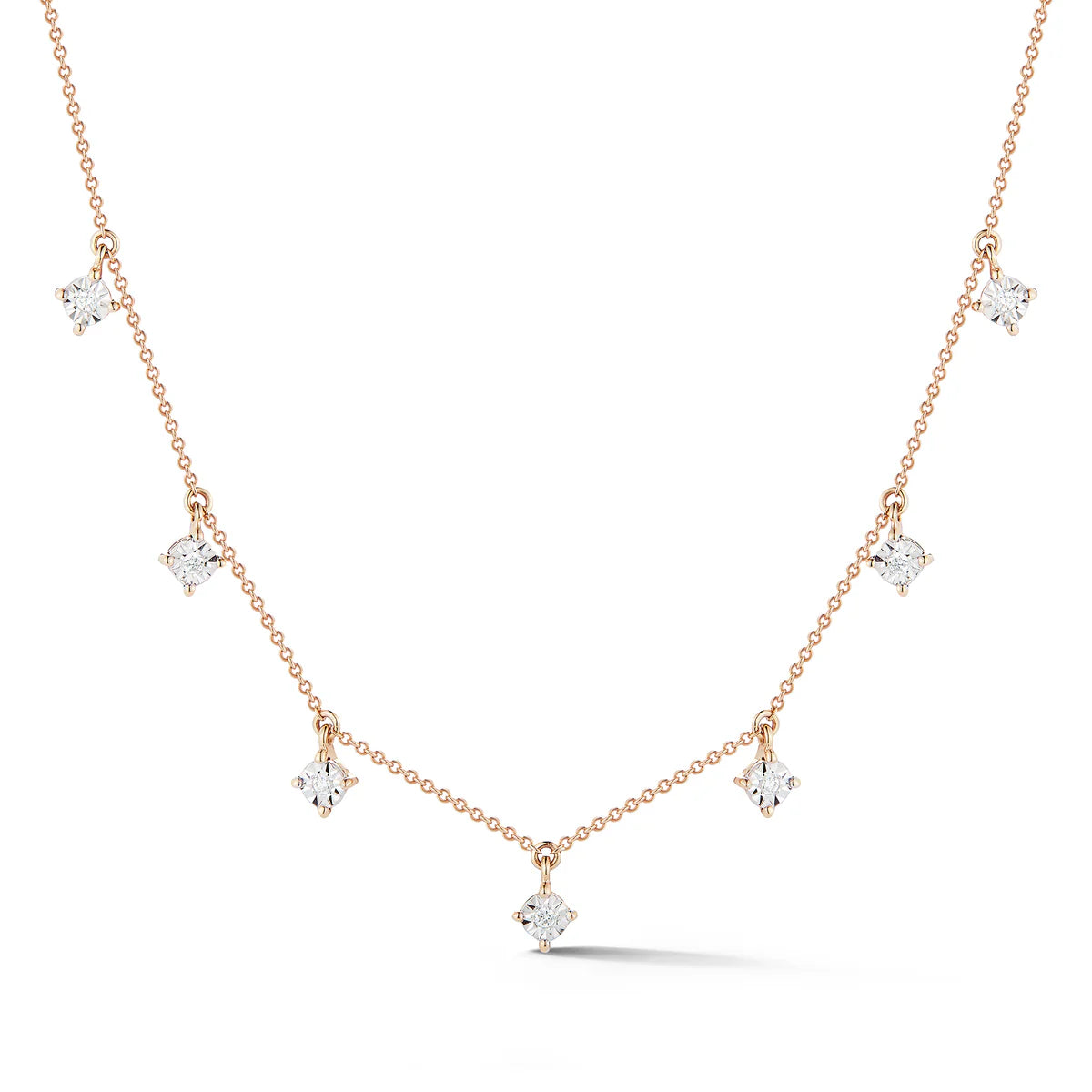Product shot of Dana Rebecca Designs Ava Bea Station Necklace in rose Gold