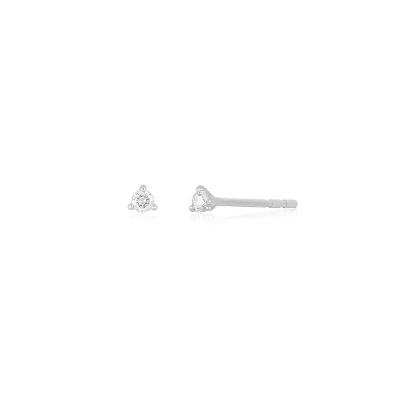 EF Collection Baby Solitaire Diamond Stud Earring in white gold on white background.