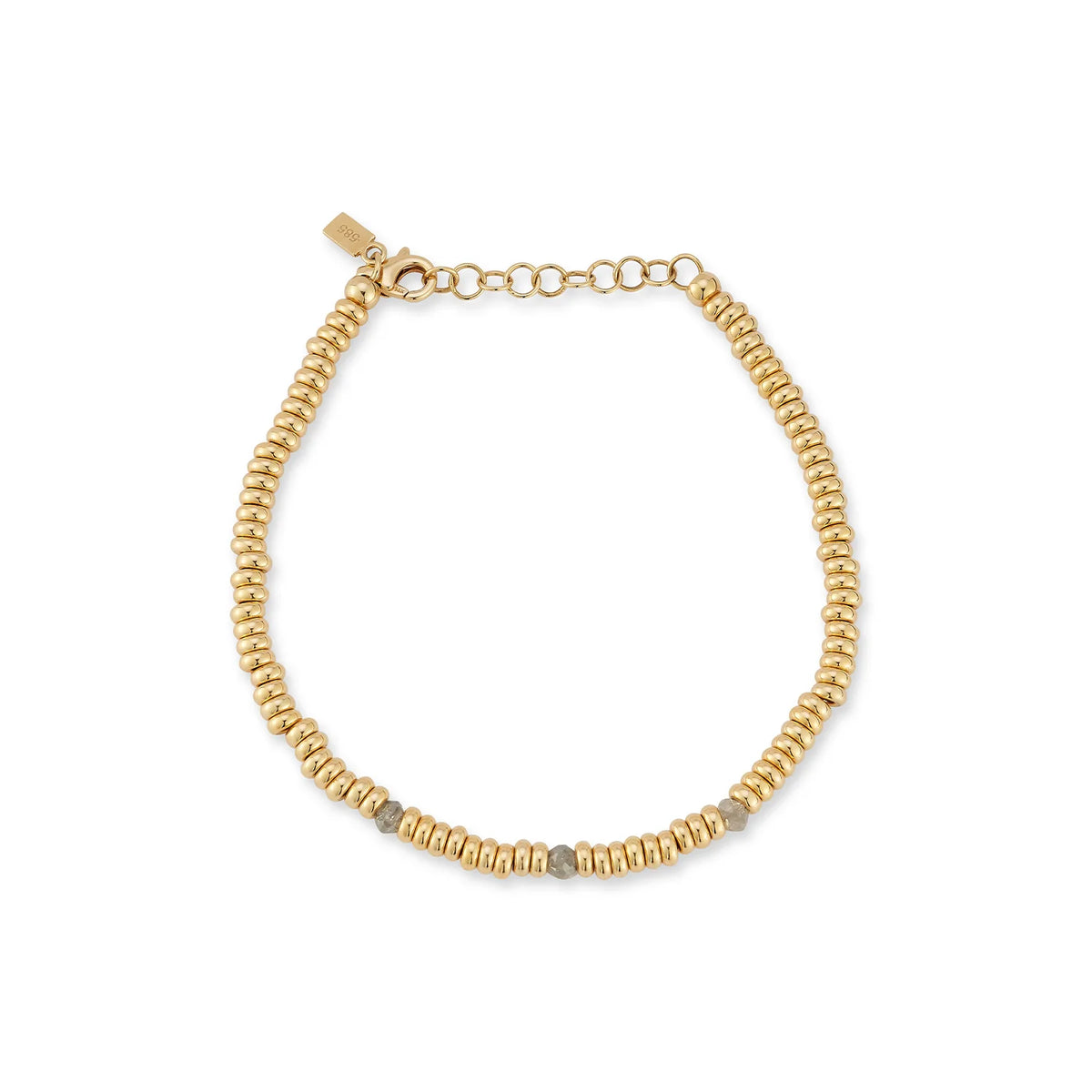 EF-Collection Birthstone Bead Bracelet In Diamond in yellow gold on white background