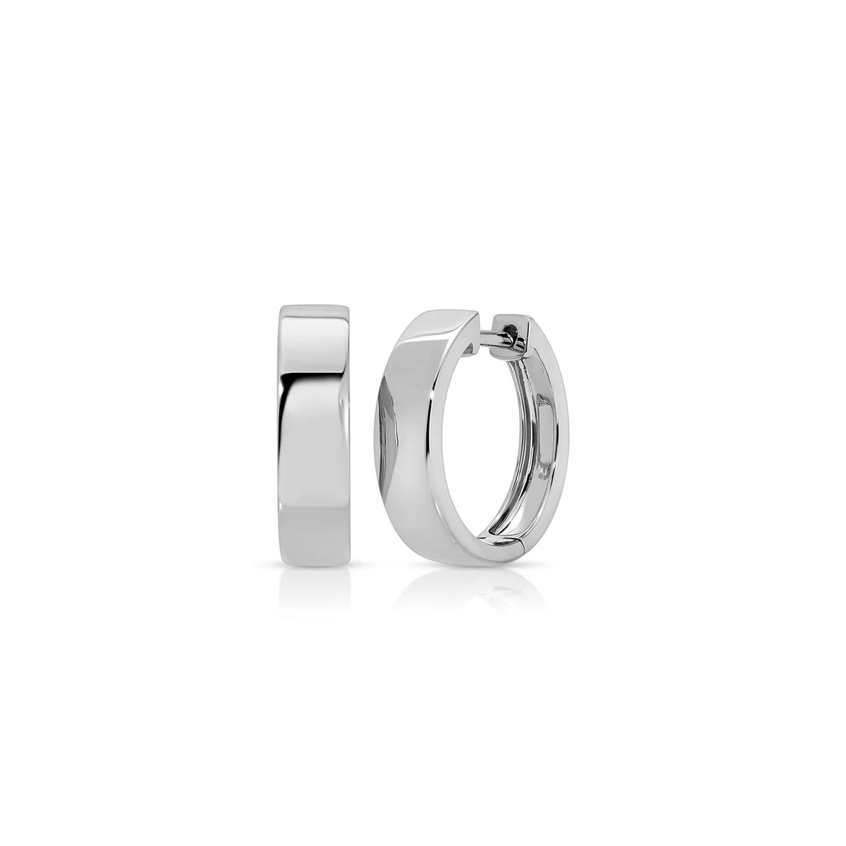 EF-Collection Charlie Hoop Earrings in white gold on white background