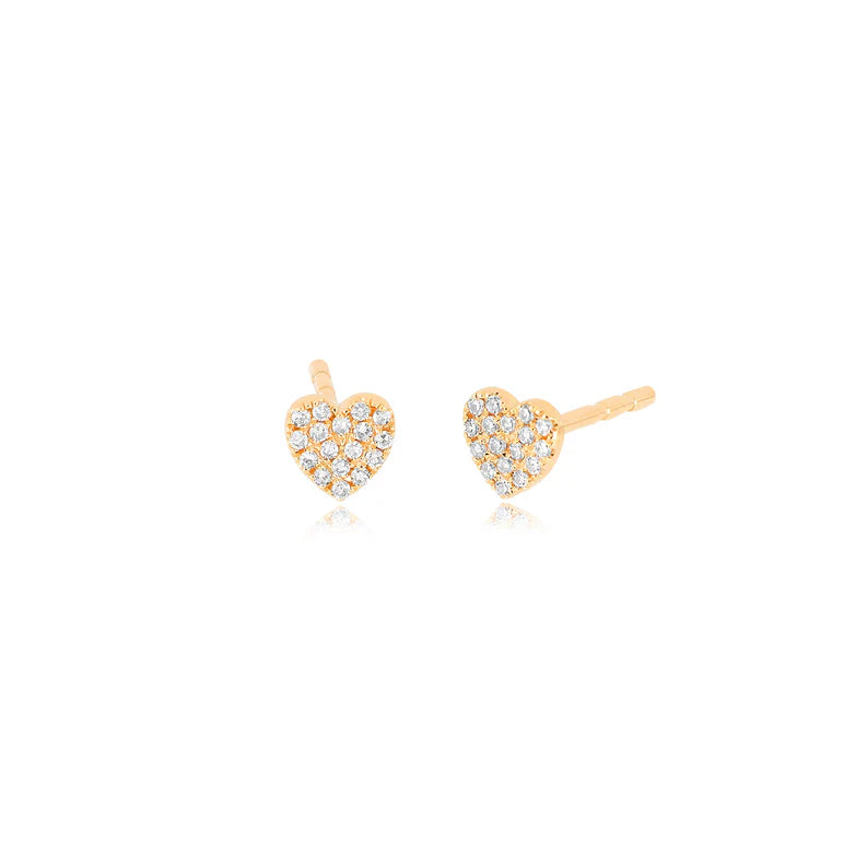 EF Collection Diamond Baby Heart Stud Earring in rose gold on white background.