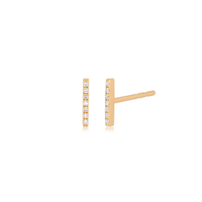 EF Collection Diamond Bar Stud Earring in rose gold on white background.