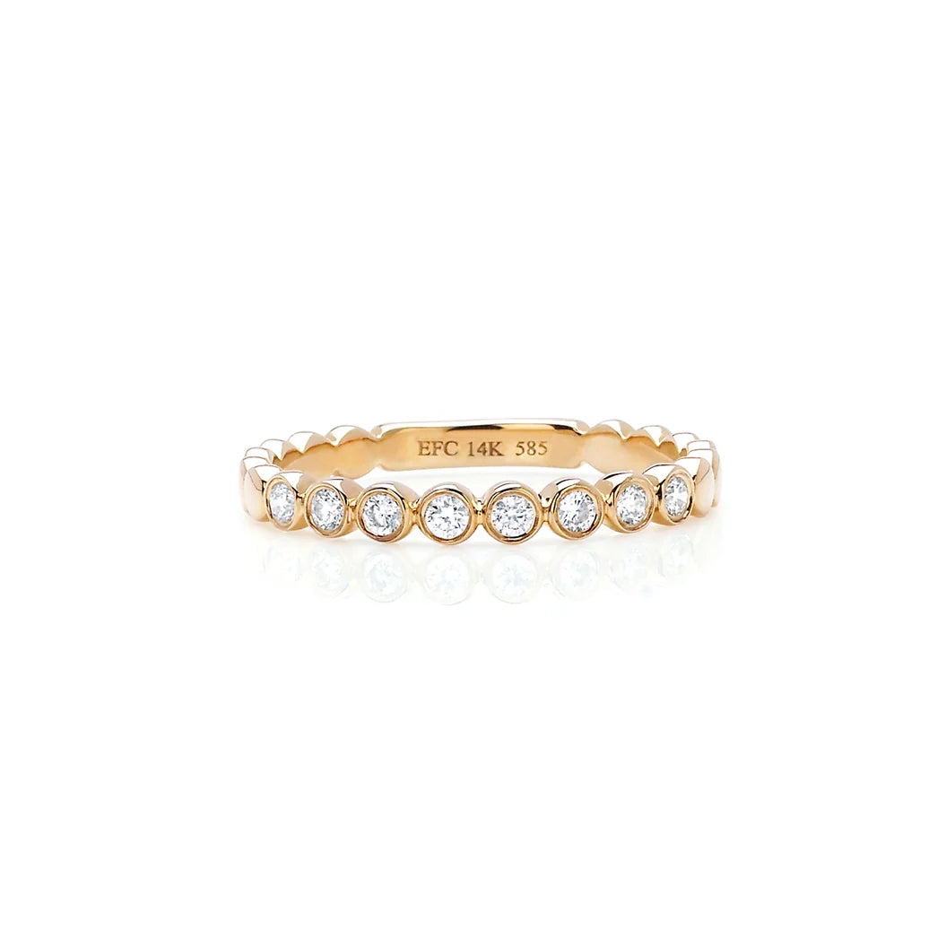 EF-Collection Diamond Bezel Stack Band Ring in rose gold on white background