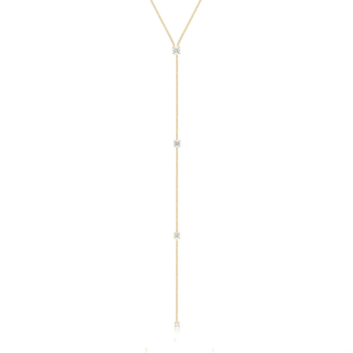 EF-Collection Diamond Callae Lariat Necklace in yellow gold on white background