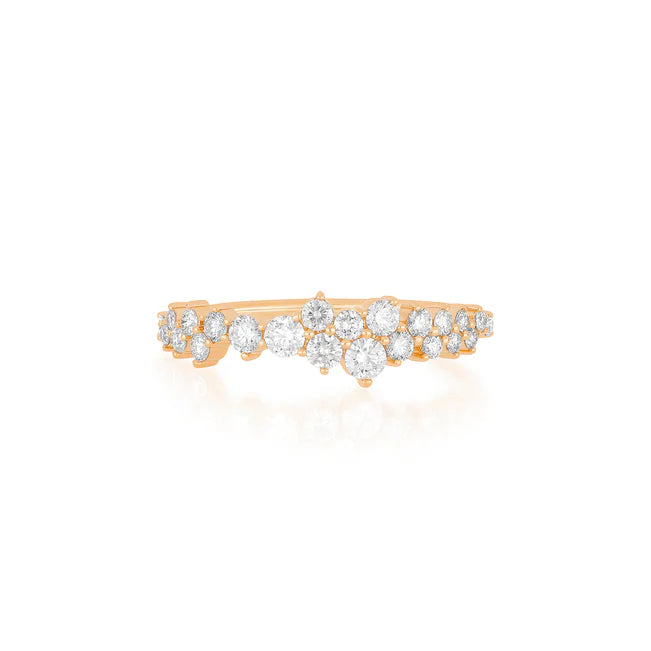 EF Collection Diamond Cluster Ring in rose gold in white background.