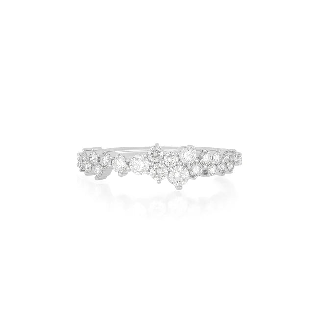 EF Collection Diamond Cluster Ring in white gold in white background.