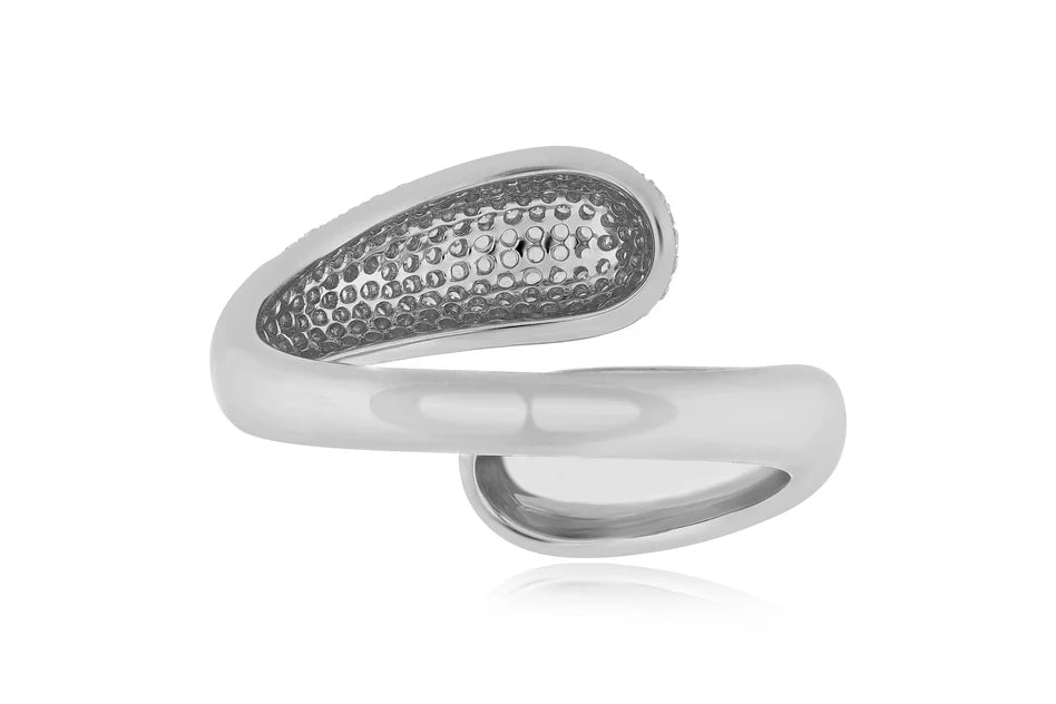 Back of EF-Collection Diamond & Gold Jumbo Double Dome Ring in white gold on white background