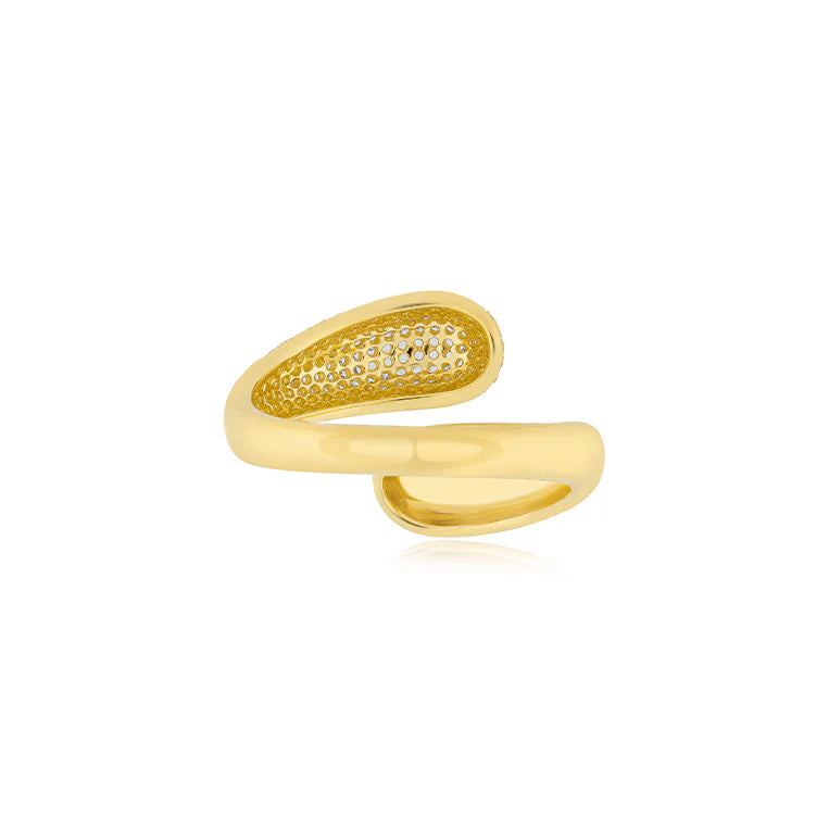 Back of EF-Collection Diamond & Gold Jumbo Double Dome Ring in yellow gold on white background