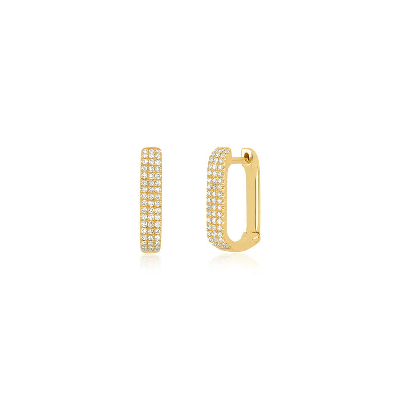 EF Collection Diamond Jumbo Lola Hoop Earring in yellow gold on white background