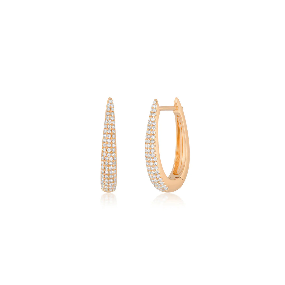 EF-Collection Diamond Maeve Hoop Earrings in rose gold on white background