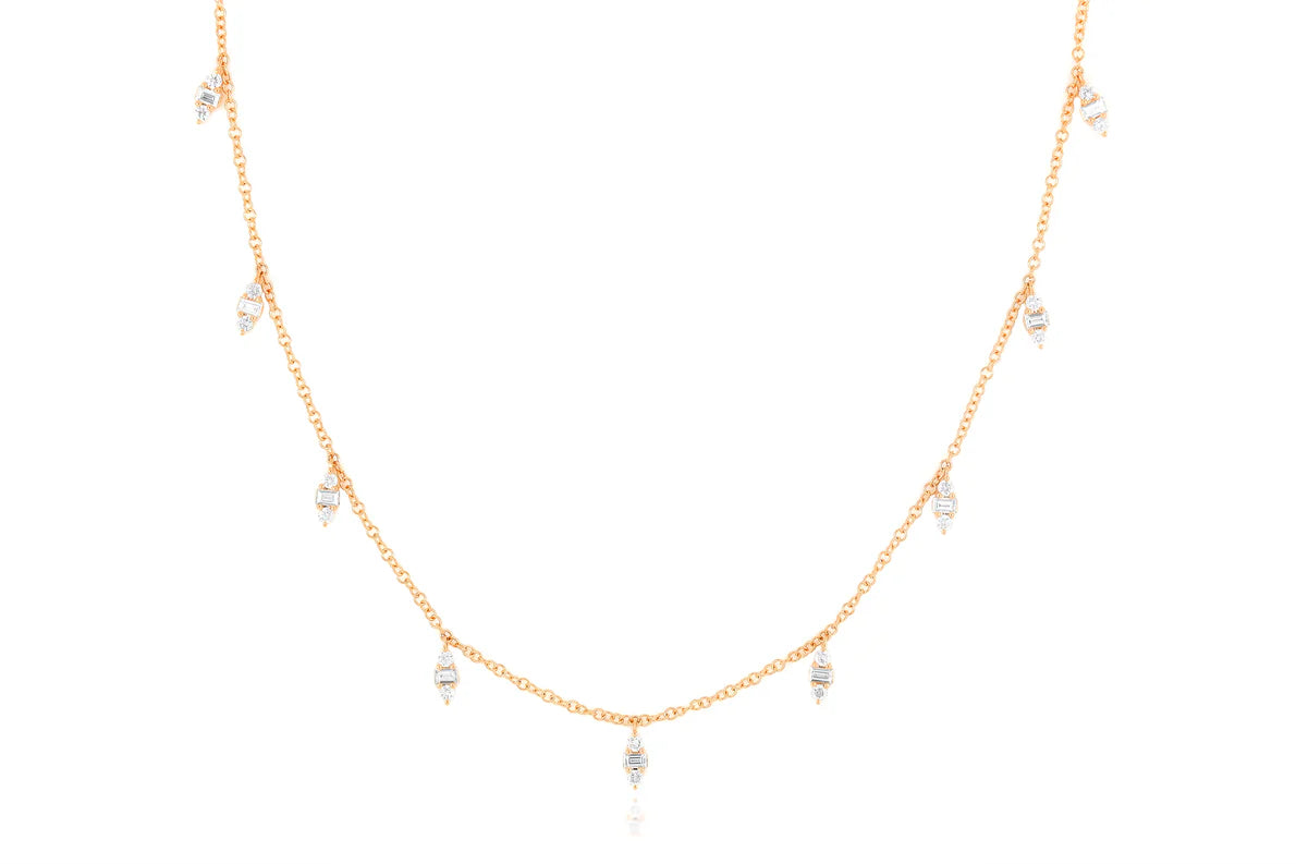 EF Collection Diamond Mia Necklace in rose gold on white background.