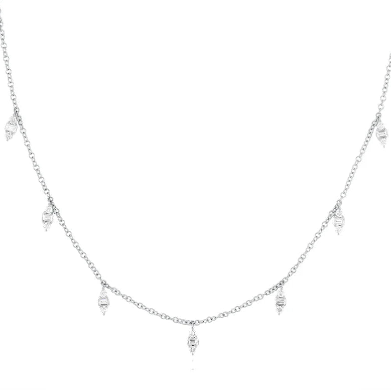 EF Collection Diamond Mia Necklace in white gold on white background.