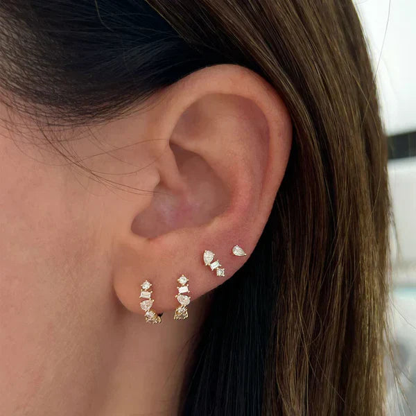 EF-Collection Diamond Multifaceted Stud Earring