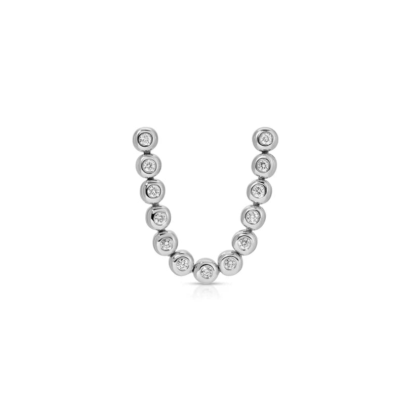 EF Collection Diamond Pillow Double Stud Earring in white gold on white background.