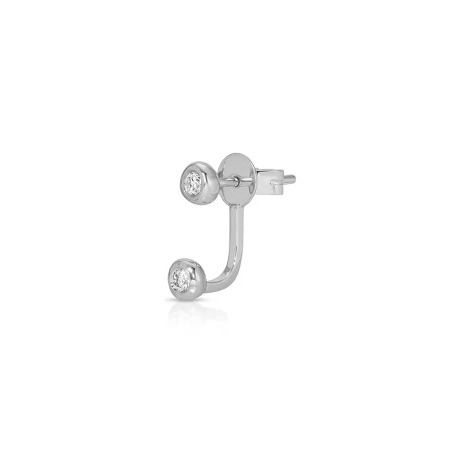 Ef collection Single Diamond Pillow Illusion Earrings in white gold on white background.