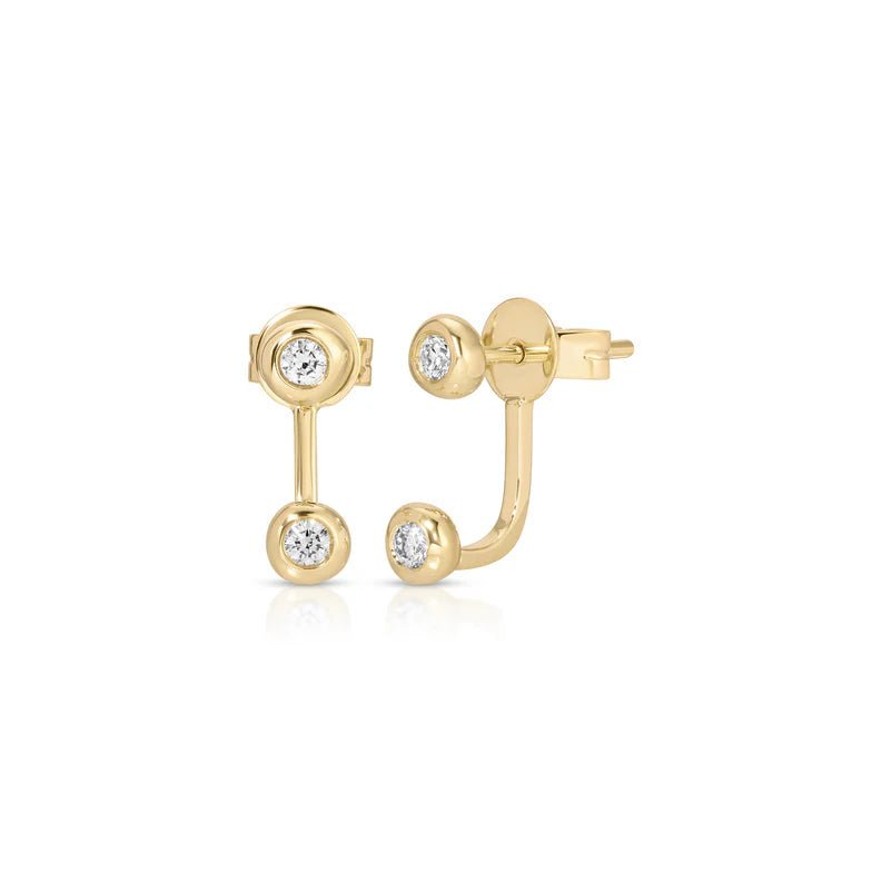 Ef collection Diamond Pillow Illusion Earrings in yellow gold on white background.