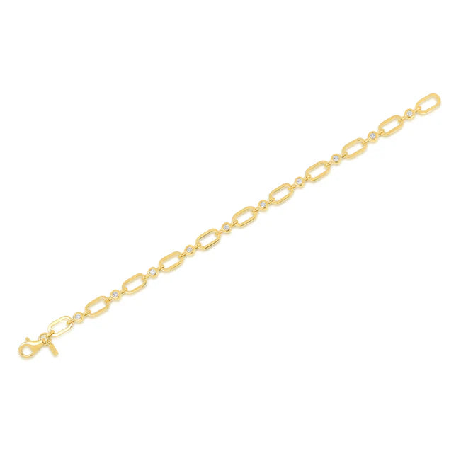 Full photo of EF Collection Diamond Pillow Jumbo Link Chain Bracelet in yellow gold on white background